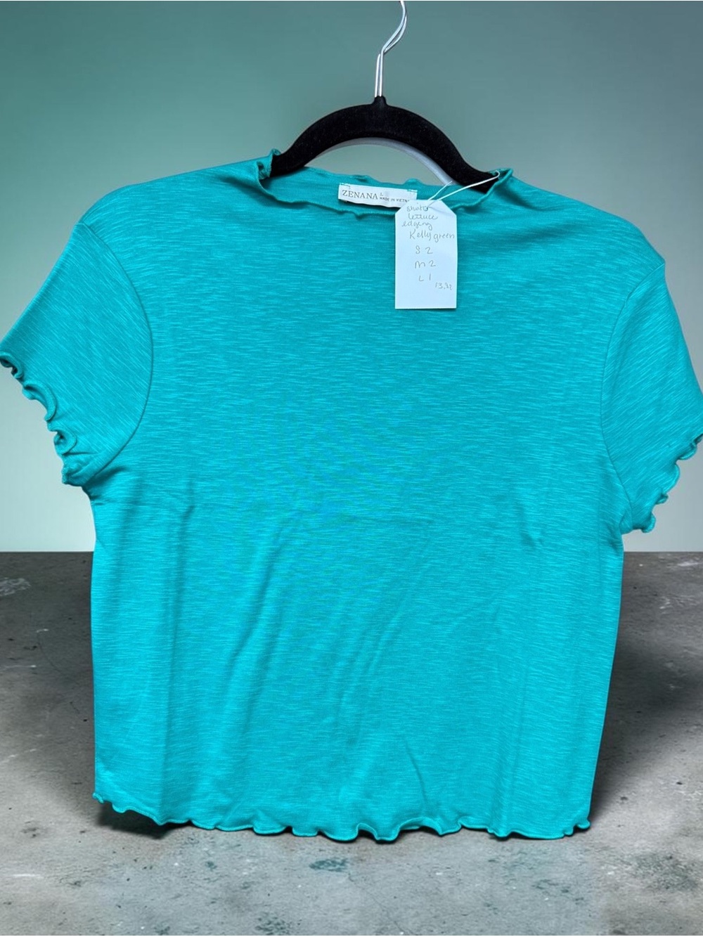 Zenana Outfitters Short Sleeve Lettuce Edge Top